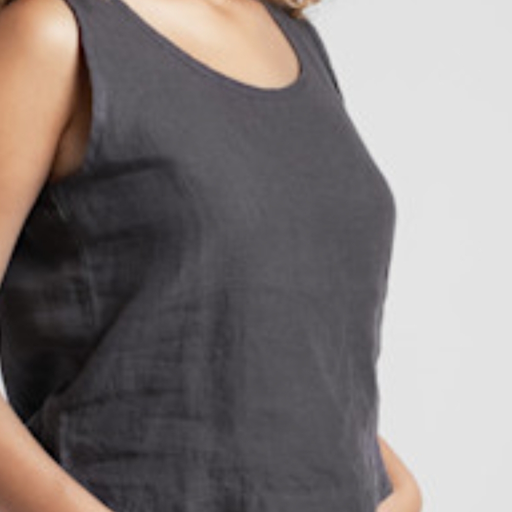 Black Sleeveless Tank Top with Rounded Neckline